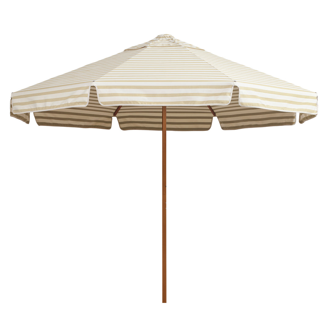 2.8m Sundial Umbrella - Woodgrain - Straight Valance - Amore Stripe Linen