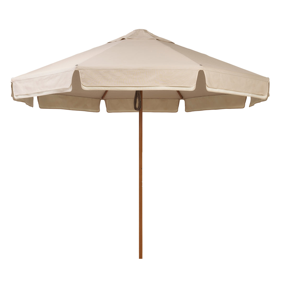 2.8m Sundial Umbrella - Woodgrain - Straight Valance - Almond/Ecru