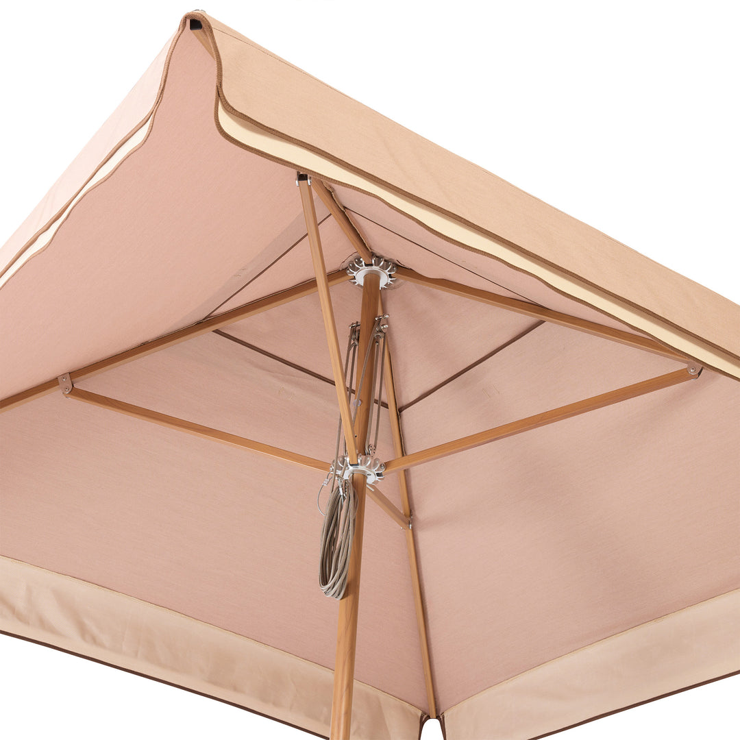 2m Sundial Umbrella - Woodgrain - Straight Valance - Clay/Cava