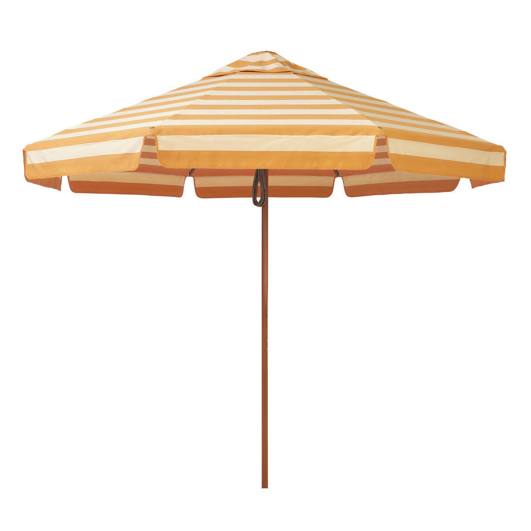 2.8m Sundial Umbrella - Woodgrain - Straight Valance - Ochre Stripe