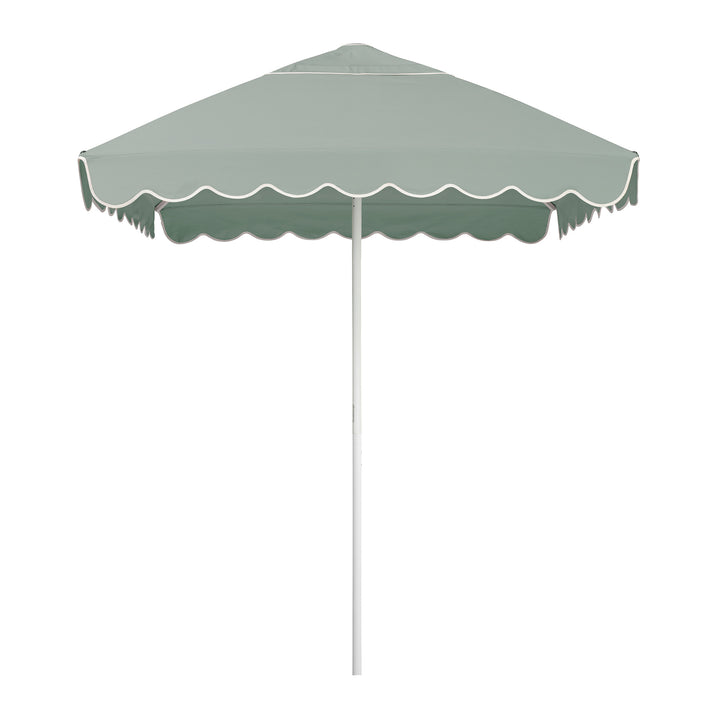 2m Sundial Umbrella - White - Scallop Valance - Alpine Green