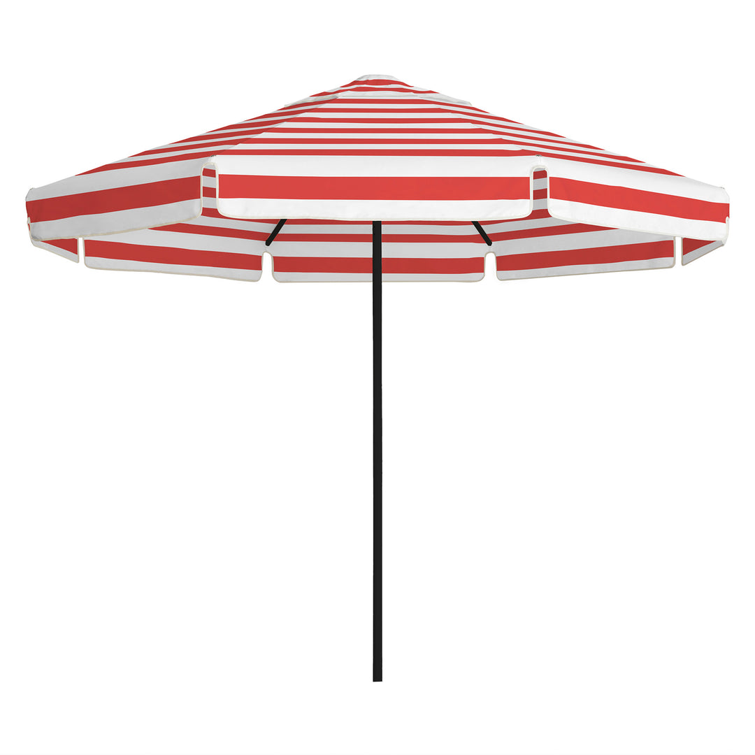 2.8m Sundial Umbrella - Black - Straight Valance - Red Stripe