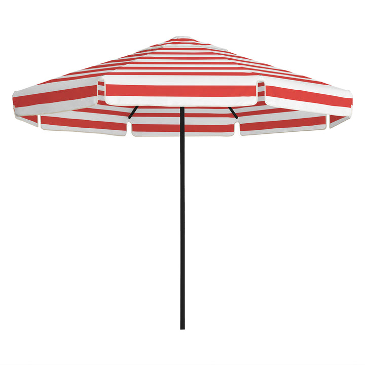 2.8m Sundial Umbrella - Black - Straight Valance - Red Stripe