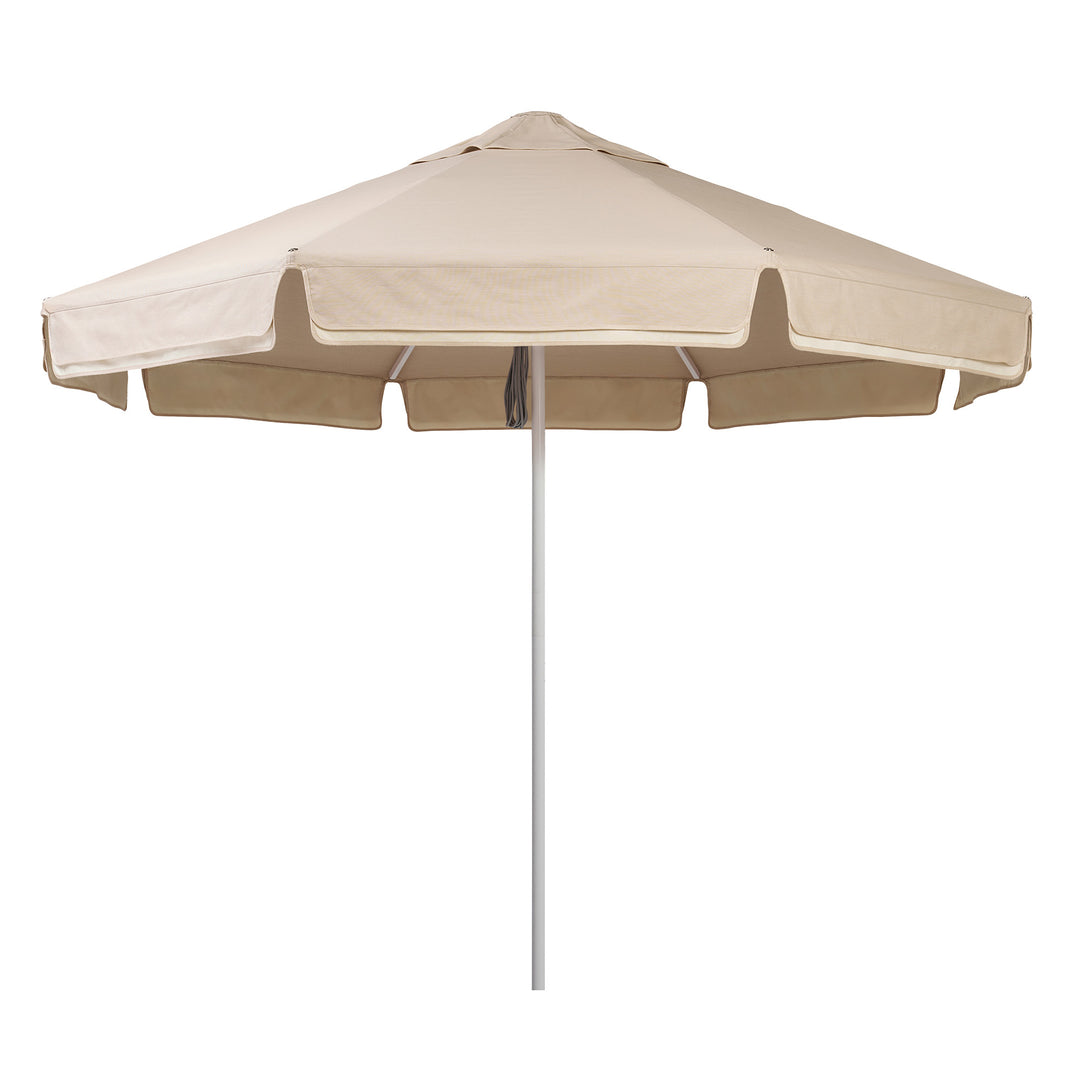 2.8m Sundial Umbrella - White - Straight Valance - Almond/Ecru