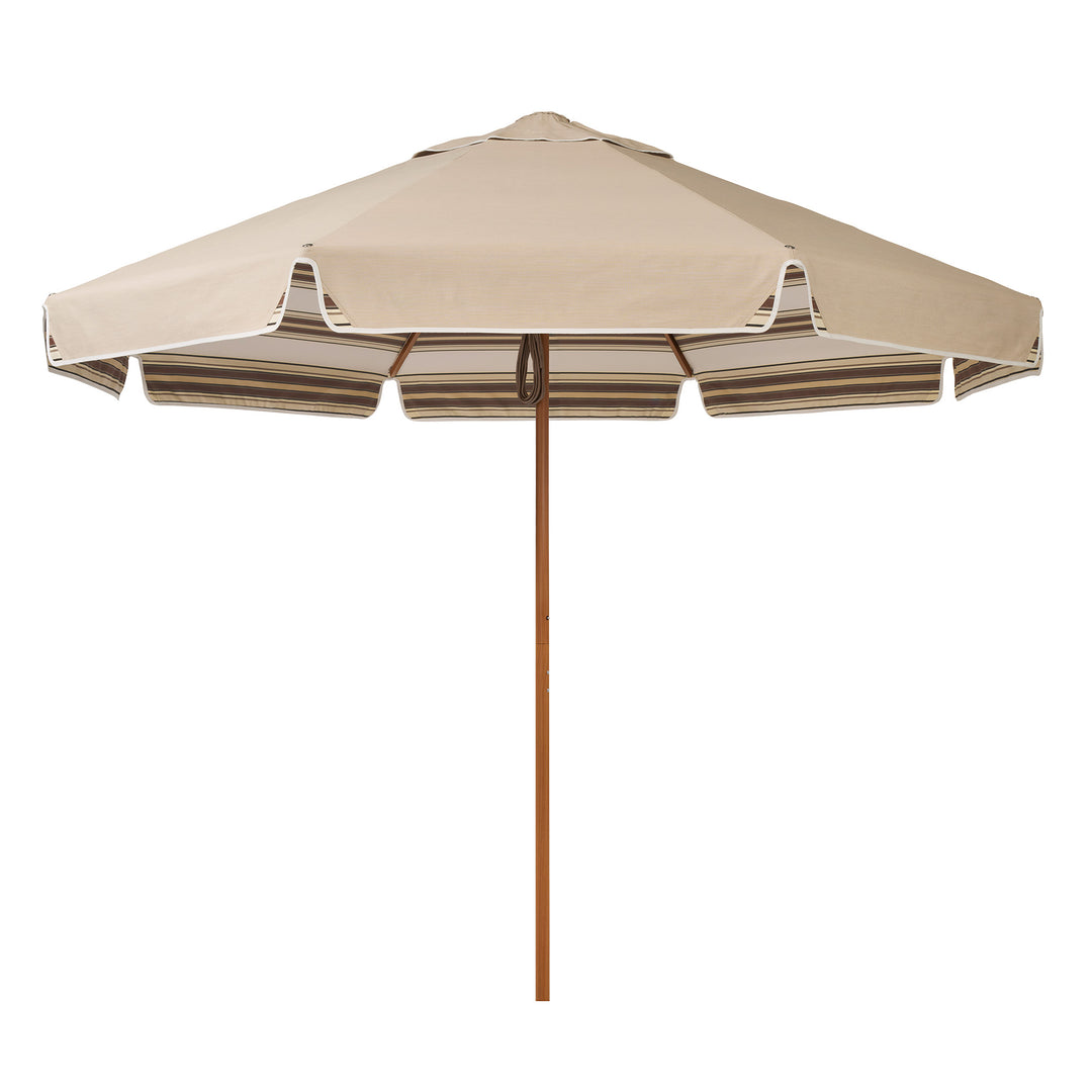 2.8m Sundial Umbrella - Woodgrain - Straight Valance - Tailored Stripe - Brown