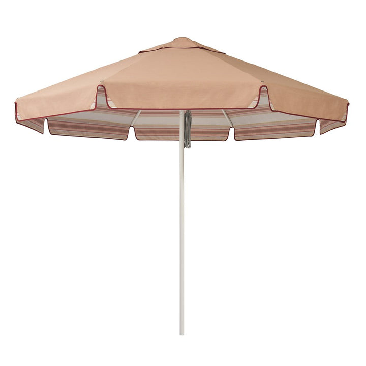 2.8m Sundial Umbrella - White - Straight Valance - Tailored Stripe - Pink/Red