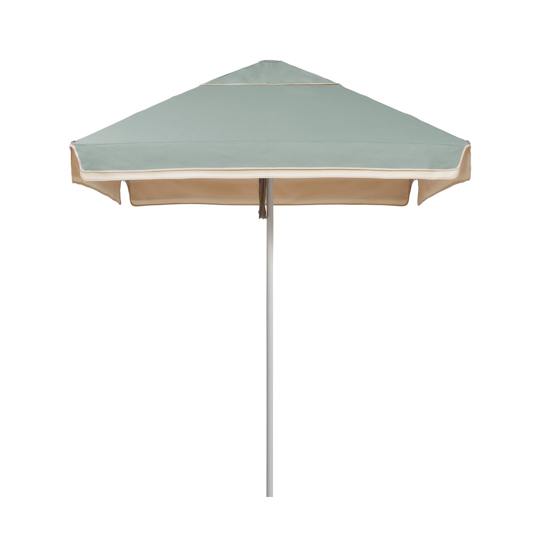 2m Sundial Umbrella - White - Straight Valance - Alpine Green/Ecru