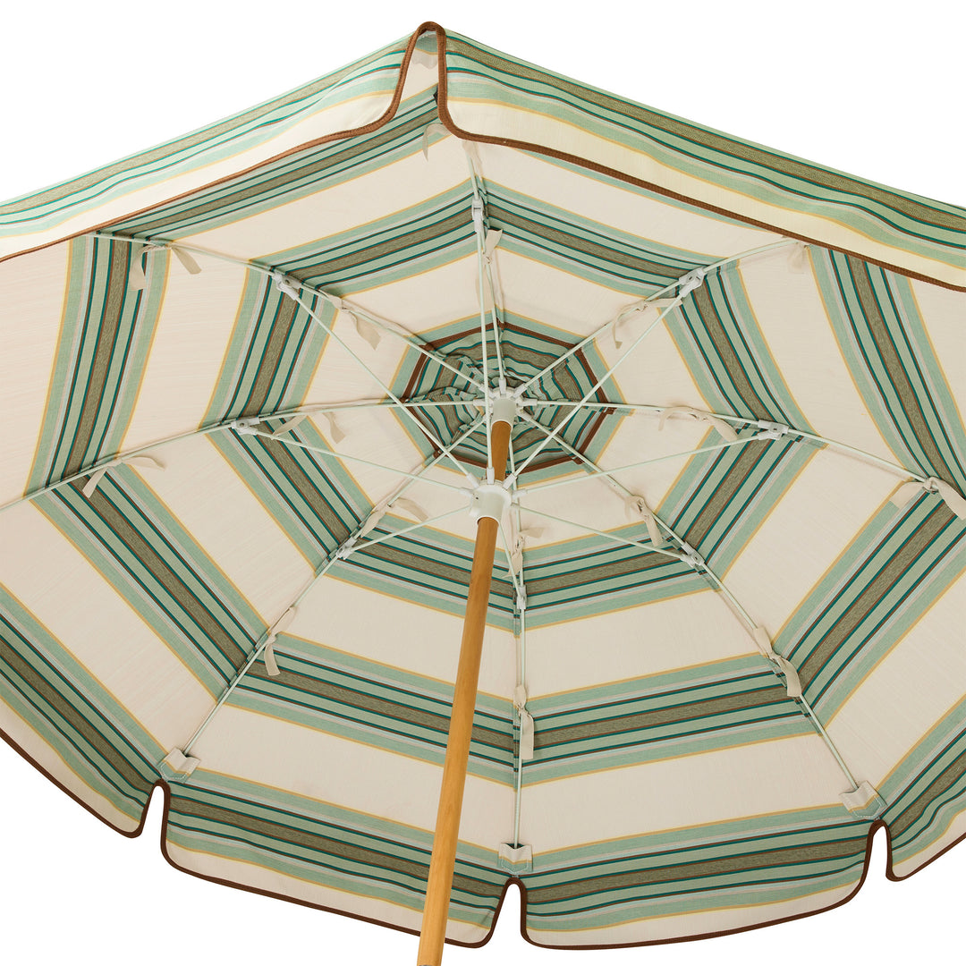 Luxury Parasol - Tailored Stripe - Green/Beige