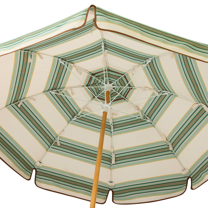 Luxury Parasol - Tailored Stripe - Green/Beige