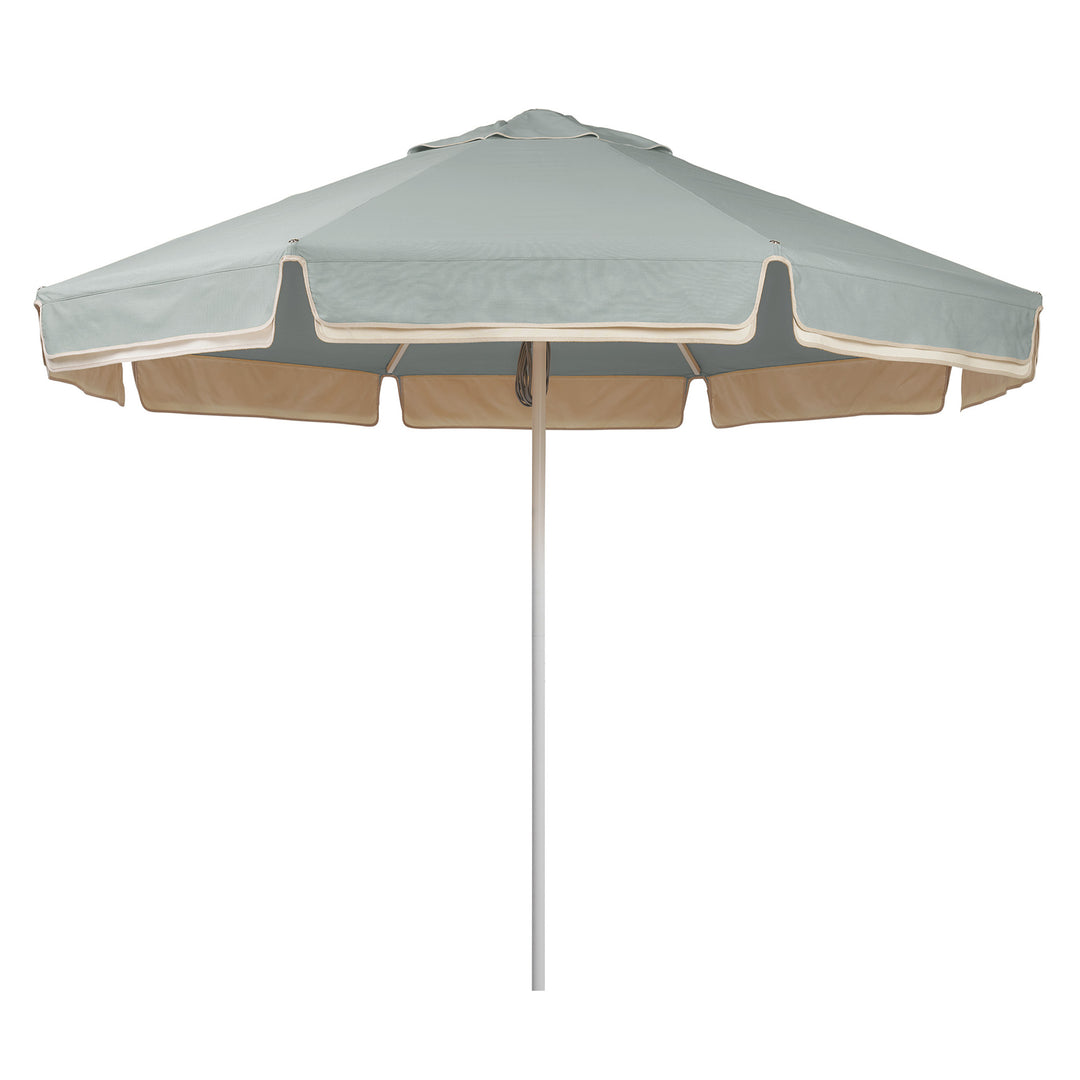2.8m Sundial Umbrella - White - Straight Valance - Alpine Green/Ecru