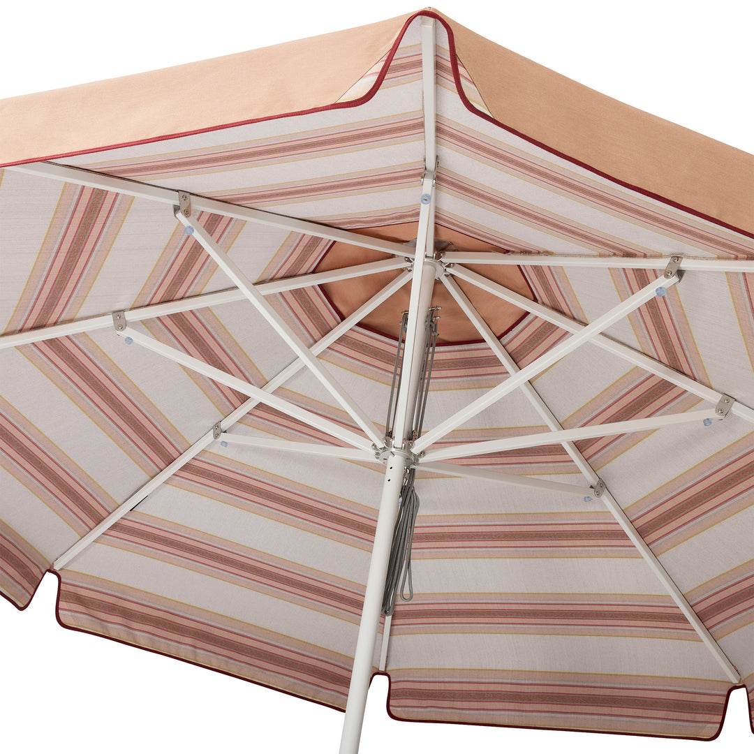 2.8m Sundial Umbrella - White - Straight Valance - Tailored Stripe - Pink/Red