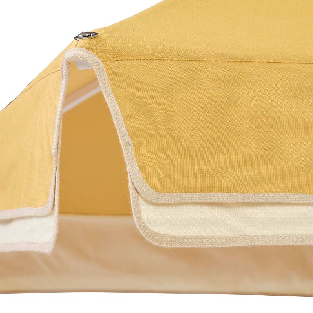 2m Sundial Umbrella - Black - Straight Valance - Harvest/Ecru