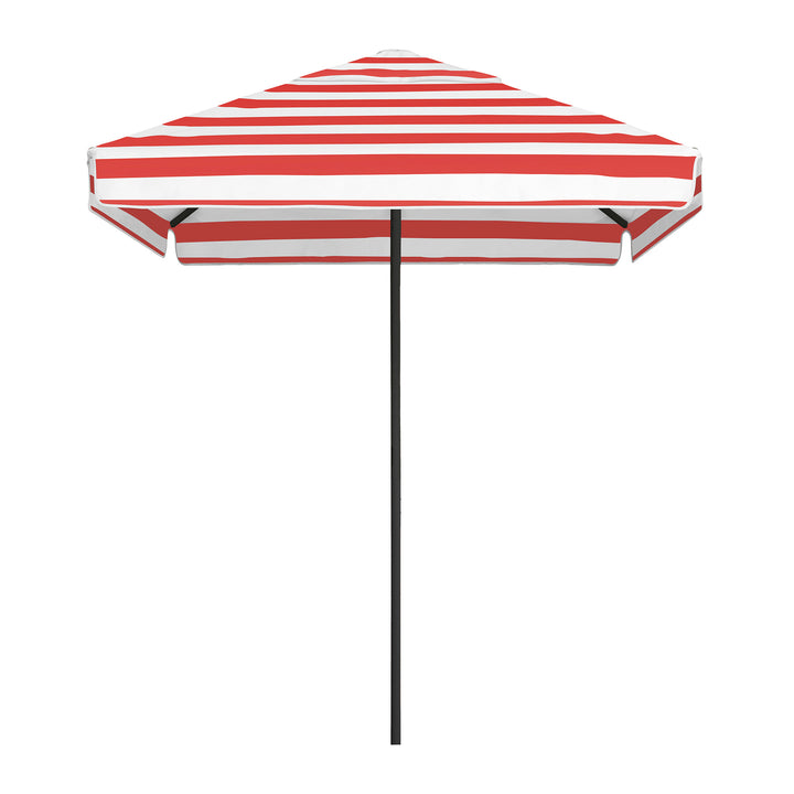 2m Sundial Umbrella - Black - Straight Valance - Red Stripe
