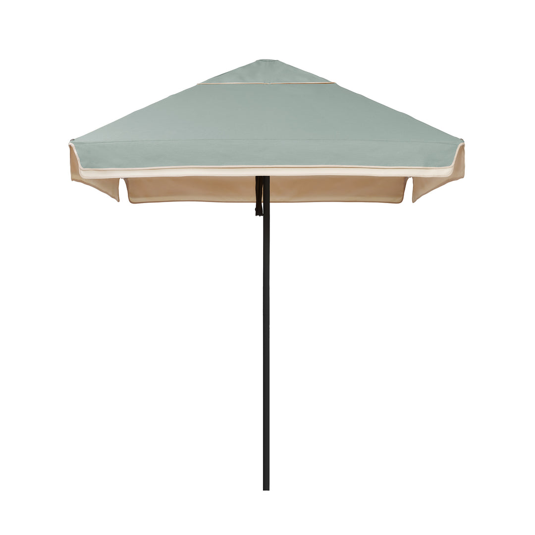 2m Sundial Umbrella - Black - Straight Valance - Alpine Green/Ecru