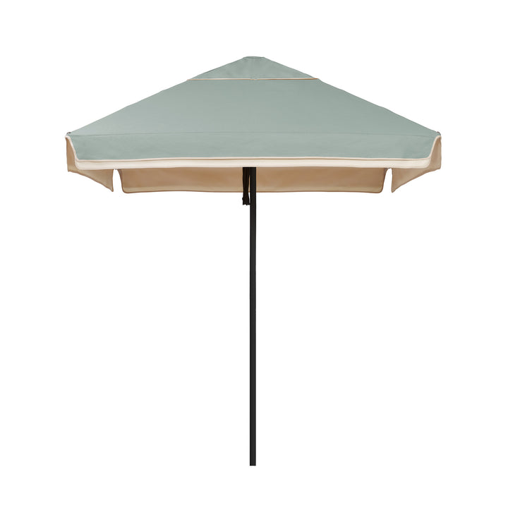 2m Sundial Umbrella - Black - Straight Valance - Alpine Green/Ecru
