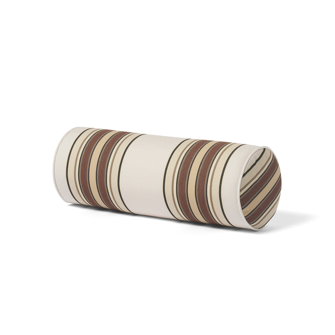 Outdoor Cushion Bolster - 20x55 - Tailored Stripe - Brown