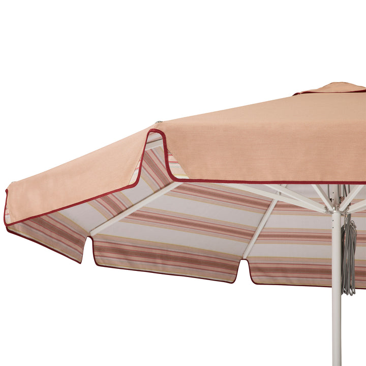 2.8m Sundial Umbrella - White - Straight Valance - Tailored Stripe - Pink/Red