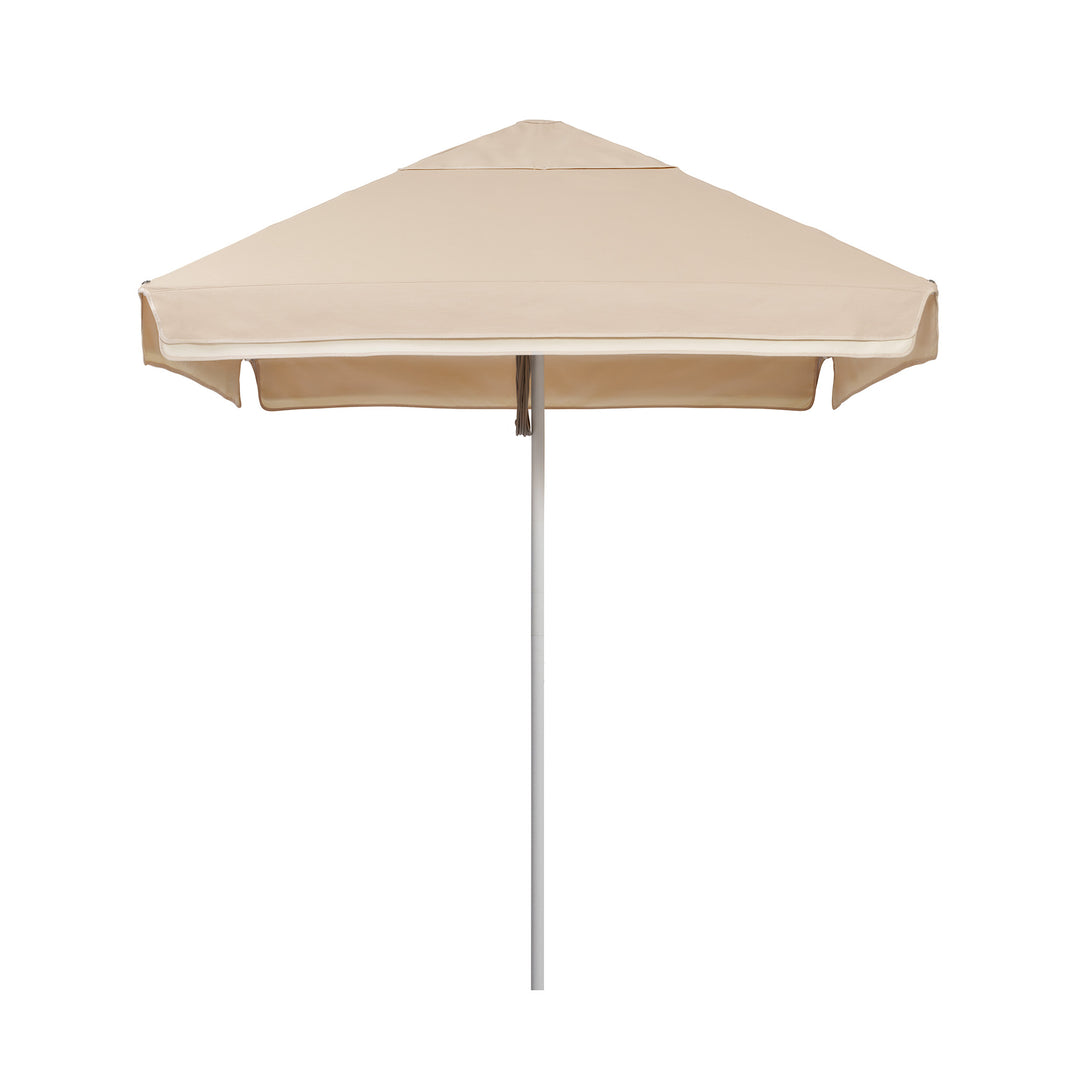 2m Sundial Umbrella - White - Straight Valance - Almond/Ecru