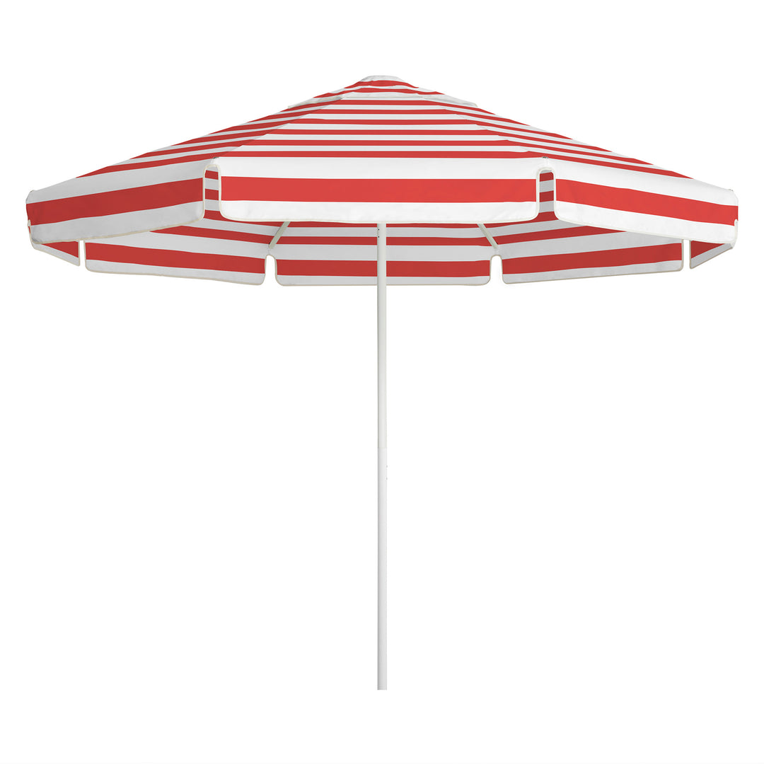 2.8m Sundial Umbrella - White - Straight Valance - Red Stripe