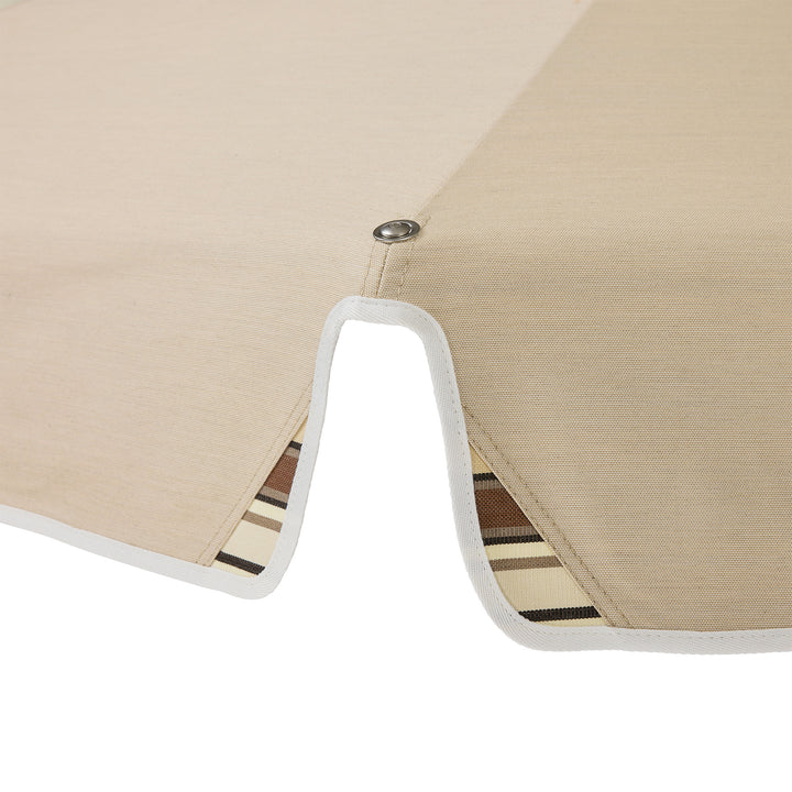 2.8m Sundial Umbrella - White - Straight Valance - Tailored Stripe - Brown