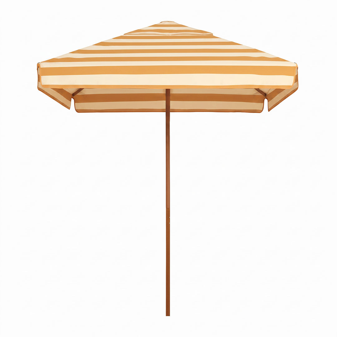 2m Sundial Umbrella - Woodgrain - Straight Valance - Ochre Stripe