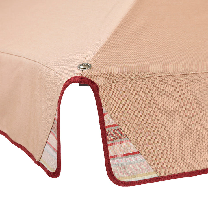 2m Sundial Umbrella - White - Straight Valance - Tailored Stripe - Pink/Red
