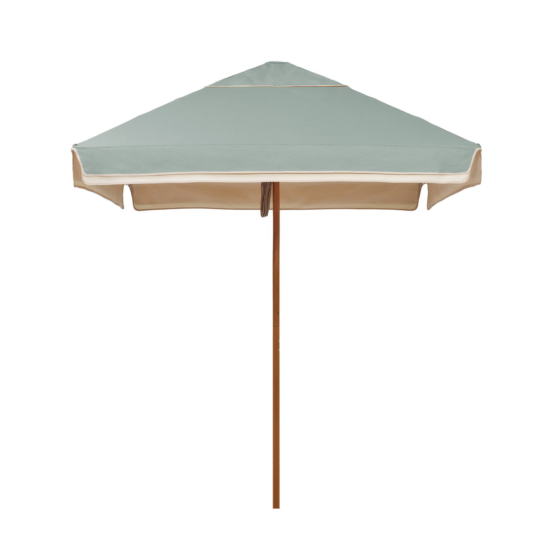 2m Sundial Umbrella - Woodgrain - Straight Valance - Alpine Green/Ecru