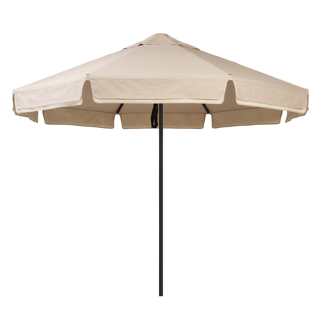 2.8m Sundial Umbrella - Black - Straight Valance - Almond/Ecru