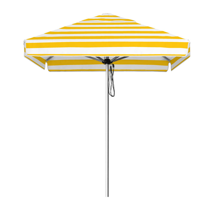 Go Large Umbrella by Basil Bangs, an engineer-certified, wind-rated patio umbrella with a reinforced aluminium frame for residential and commercial use.