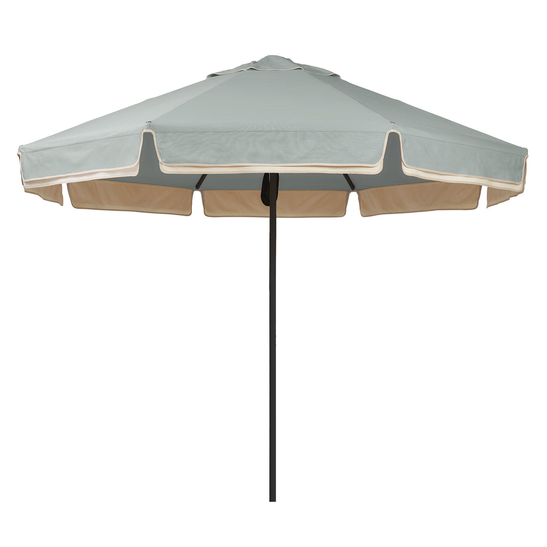 2.8m Sundial Umbrella - Black - Straight Valance - Alpine Green/Ecru