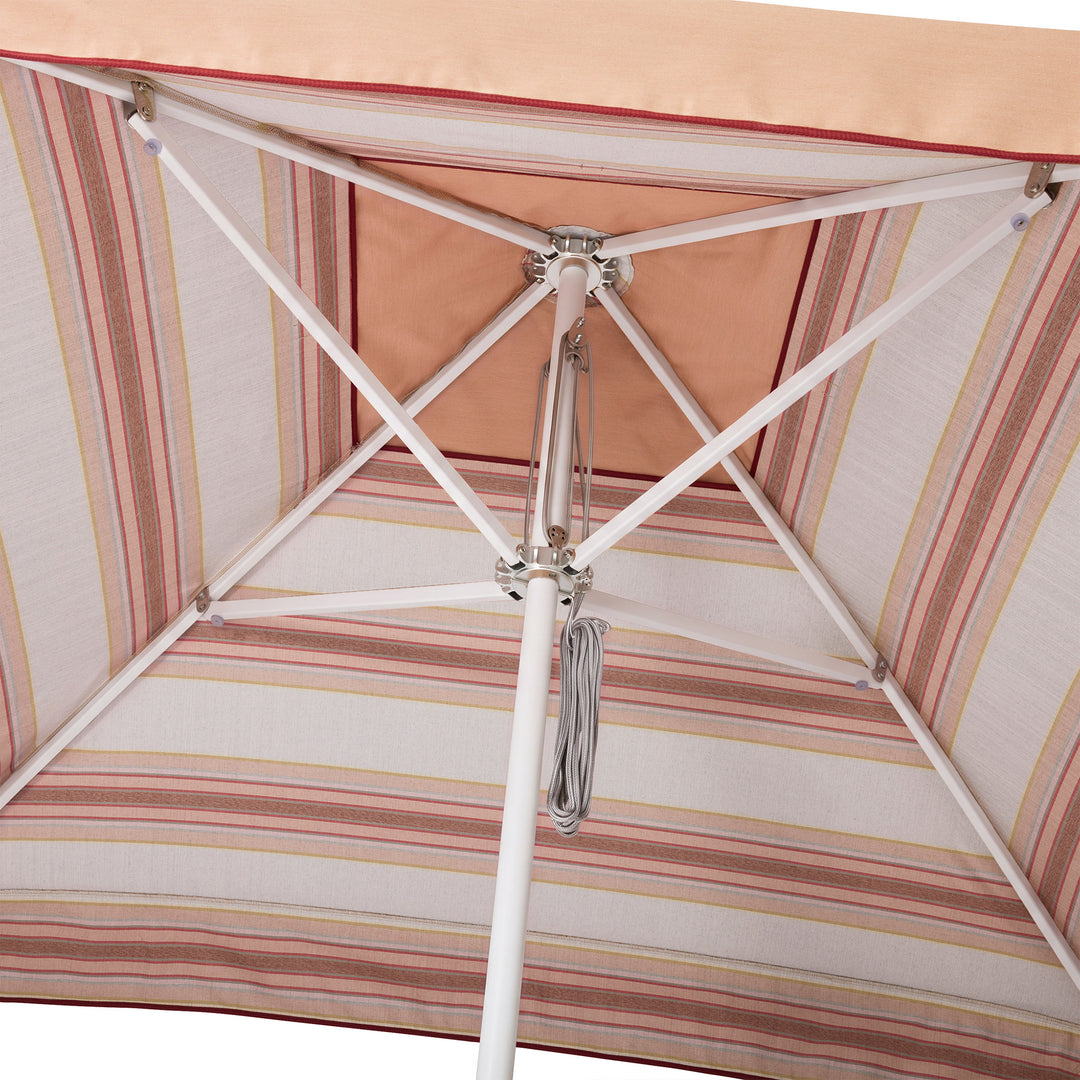 2m Sundial Umbrella - White - Straight Valance - Tailored Stripe - Pink/Red