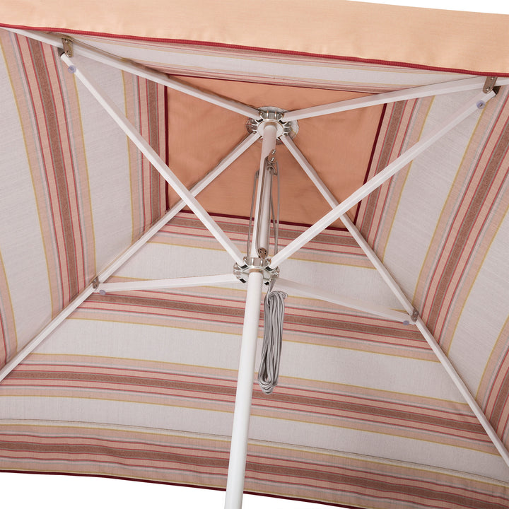 2m Sundial Umbrella - White - Straight Valance - Tailored Stripe - Pink/Red