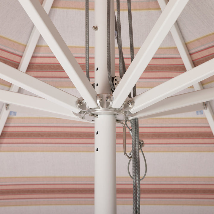 2.8m Sundial Umbrella - White - Straight Valance - Tailored Stripe - Pink/Red