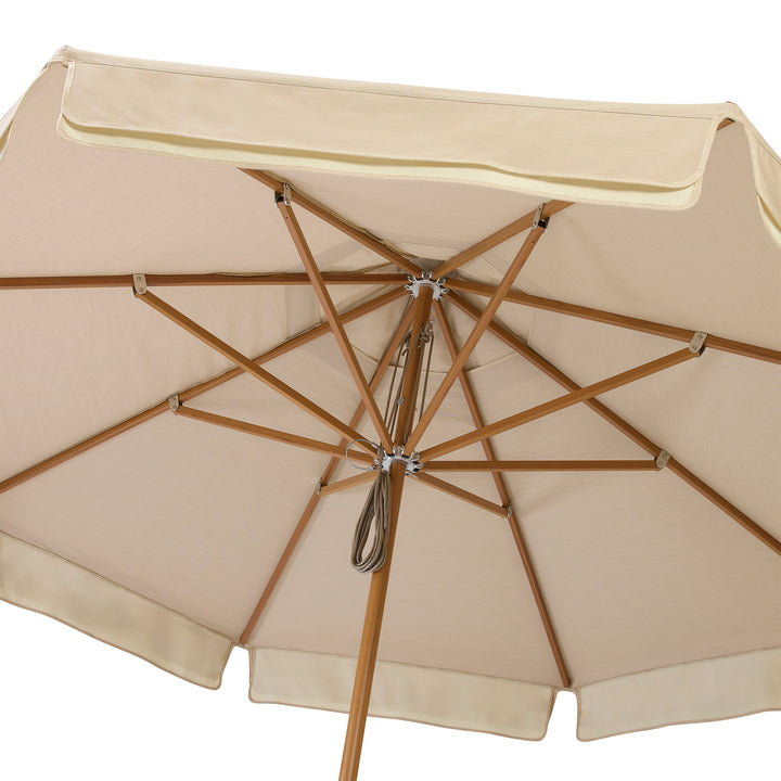 2.8m Sundial Umbrella - Woodgrain - Straight Valance - Almond/Ecru