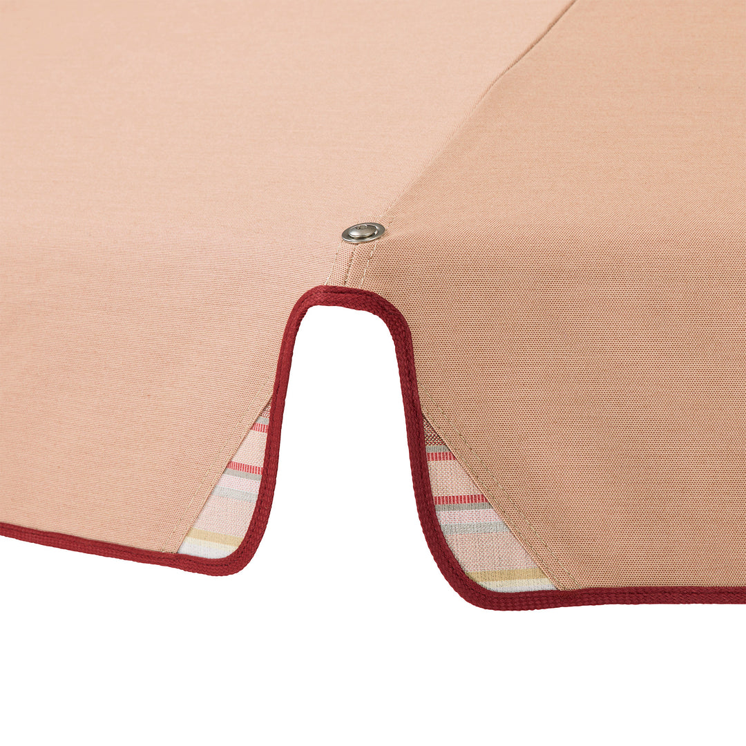 2.8m Sundial Umbrella - White - Straight Valance - Tailored Stripe - Pink/Red