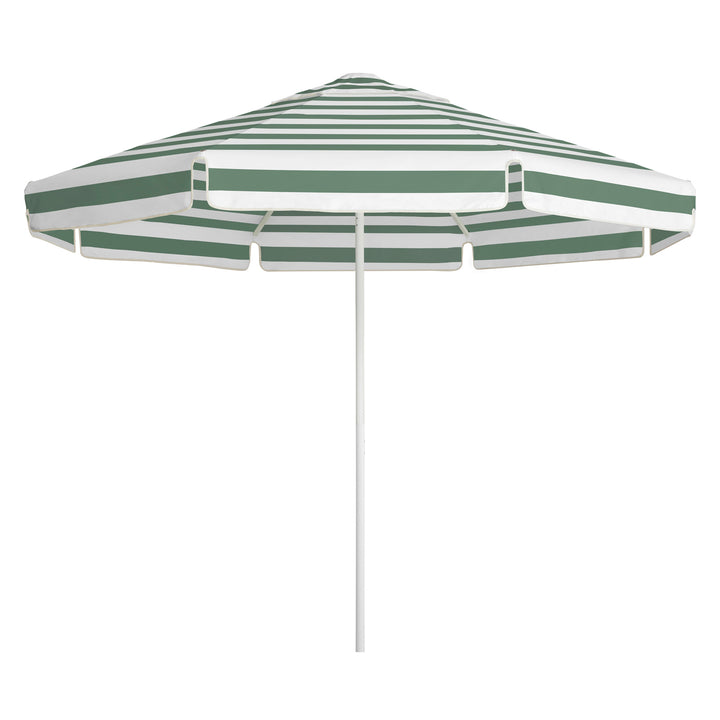 2.8m Sundial Umbrella - White - Straight Valance - Sage Stripe