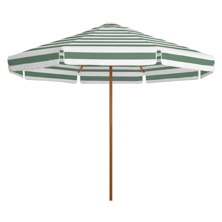 2.8m Sundial Umbrella - Woodgrain - Straight Valance - Sage Stripe