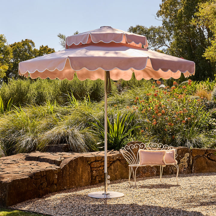 2.8m Double Caspar Umbrella - Scallop Val - Rosa