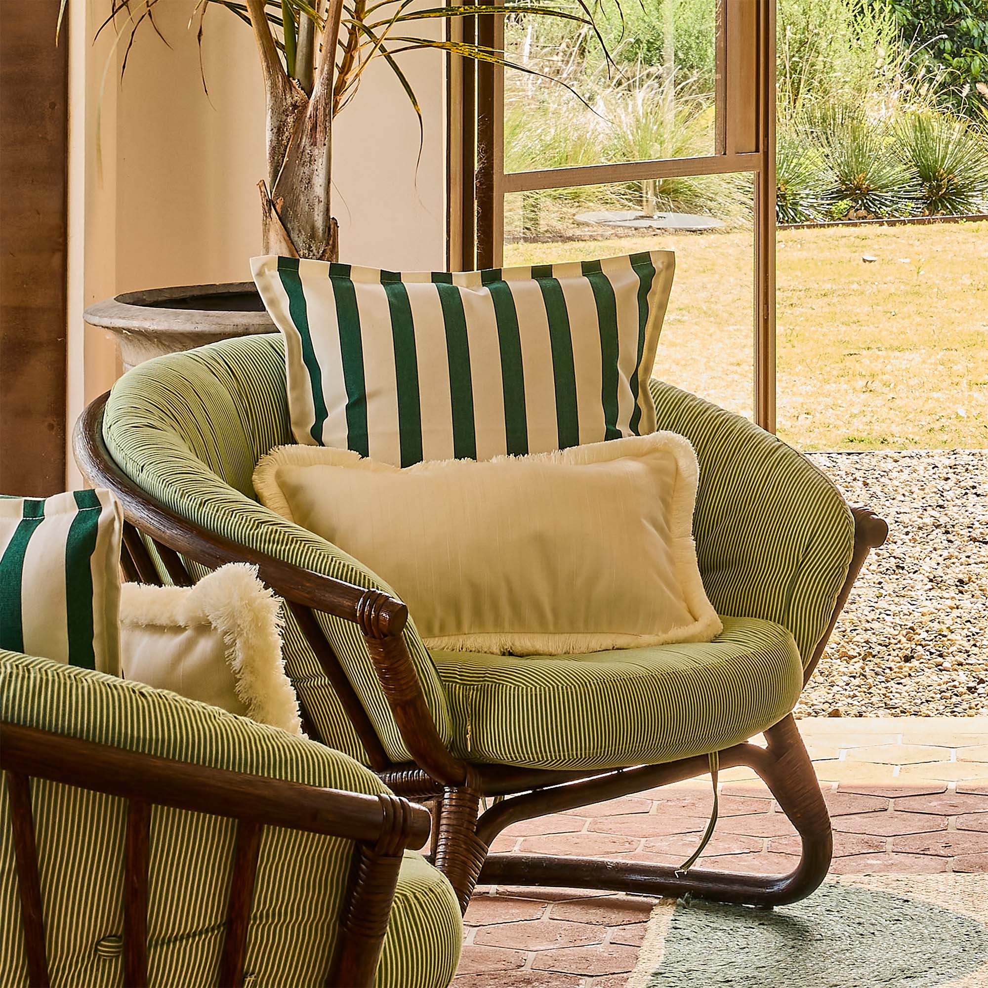 Outdoor Cushion (Cover) - 50x50 - Amore Stripe Forest – Basil Bangs
