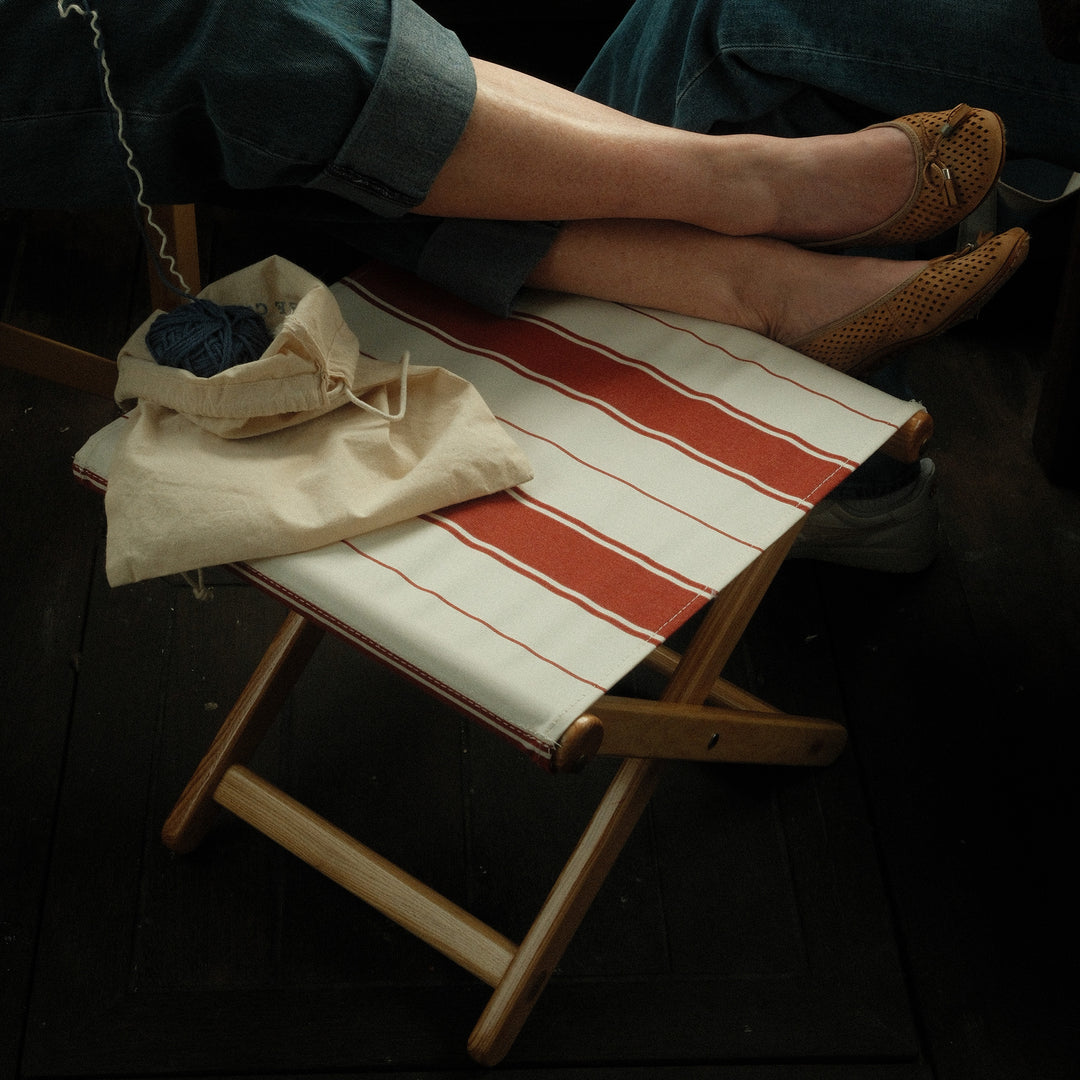 Footstool - Al Mare Stripe Chestnut