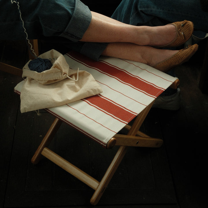 Footstool - Al Mare Stripe Chestnut