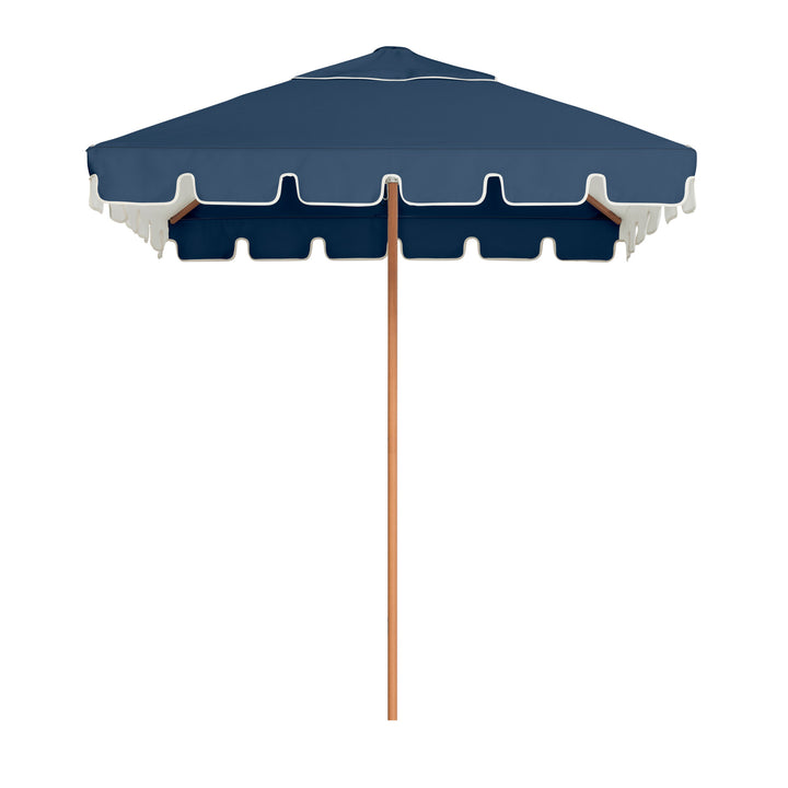 2m Sundial+ Umbrella - Keyhole Valance - Steel Blue/White
