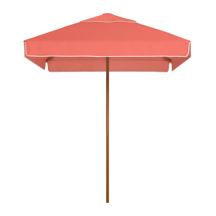 2m Sundial Umbrella - Woodgrain - Straight Valance - Coral