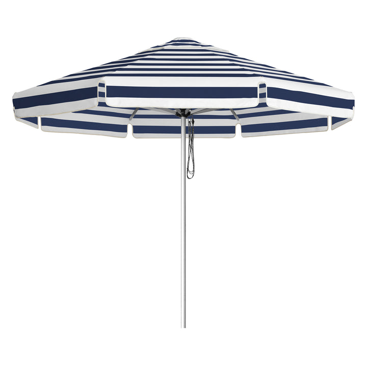 Go Large Umbrella by Basil Bangs, an engineer-certified, wind-rated patio umbrella with a reinforced aluminium frame for residential and commercial use.
