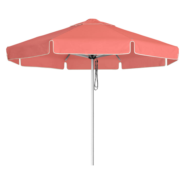 Go Large Umbrella by Basil Bangs, an engineer-certified, wind-rated patio umbrella with a reinforced aluminium frame for residential and commercial use.