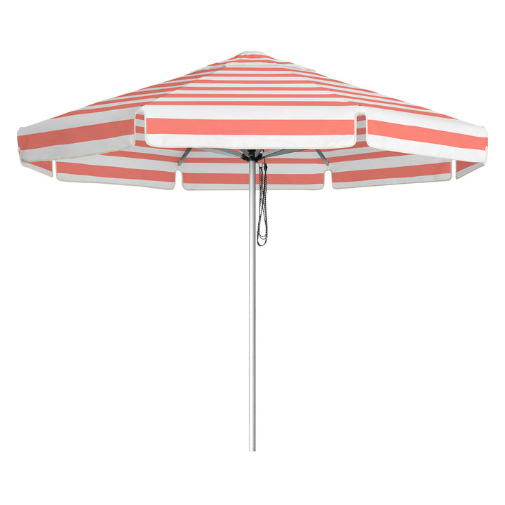 Go Large Umbrella by Basil Bangs, an engineer-certified, wind-rated patio umbrella with a reinforced aluminium frame for residential and commercial use.