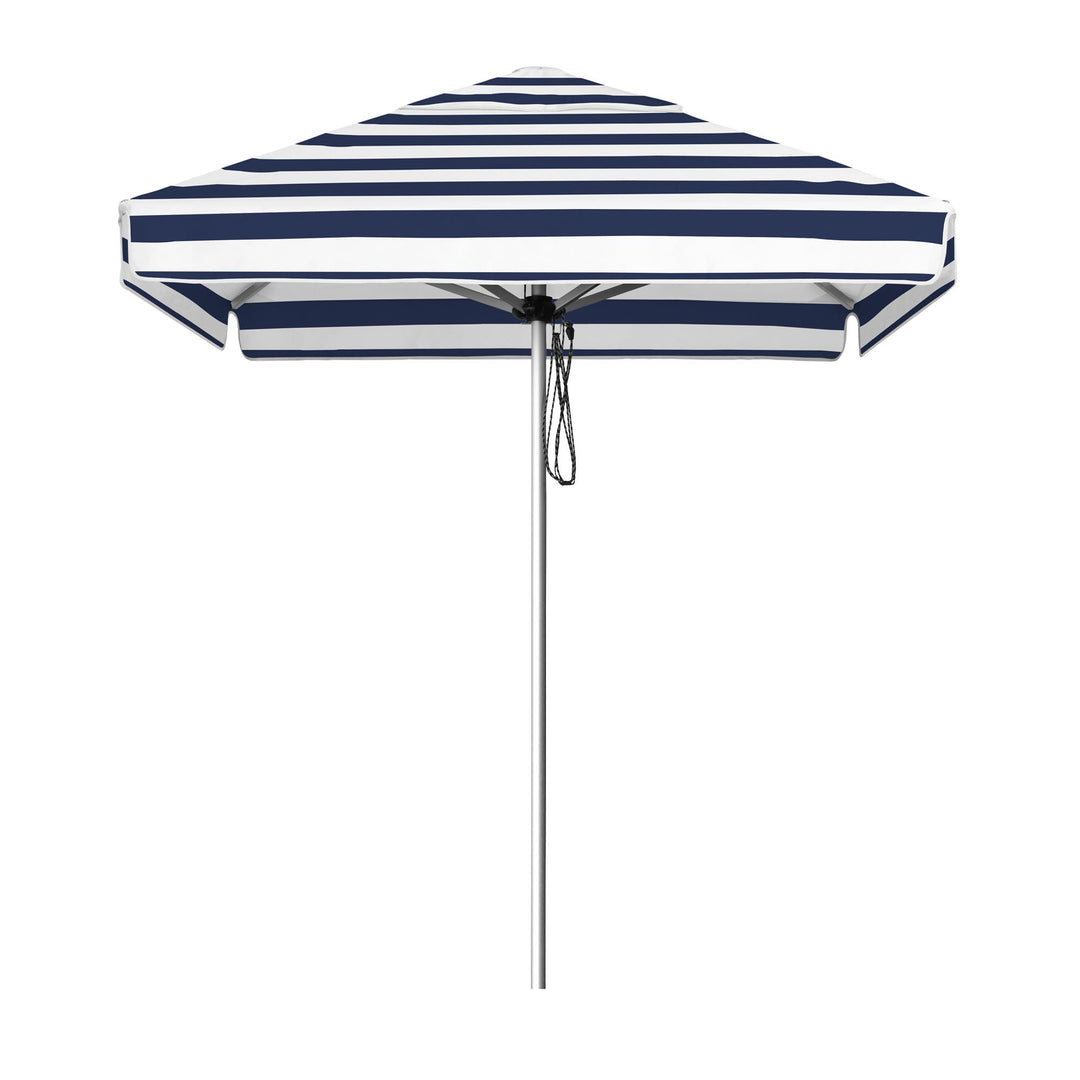 Go Large Umbrella by Basil Bangs, an engineer-certified, wind-rated patio umbrella with a reinforced aluminium frame for residential and commercial use.