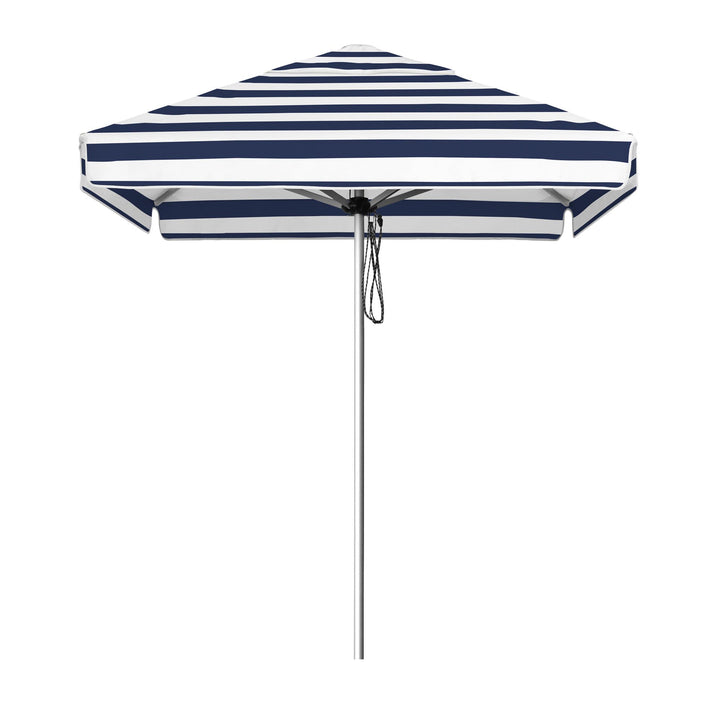 Go Large Umbrella by Basil Bangs, an engineer-certified, wind-rated patio umbrella with a reinforced aluminium frame for residential and commercial use.