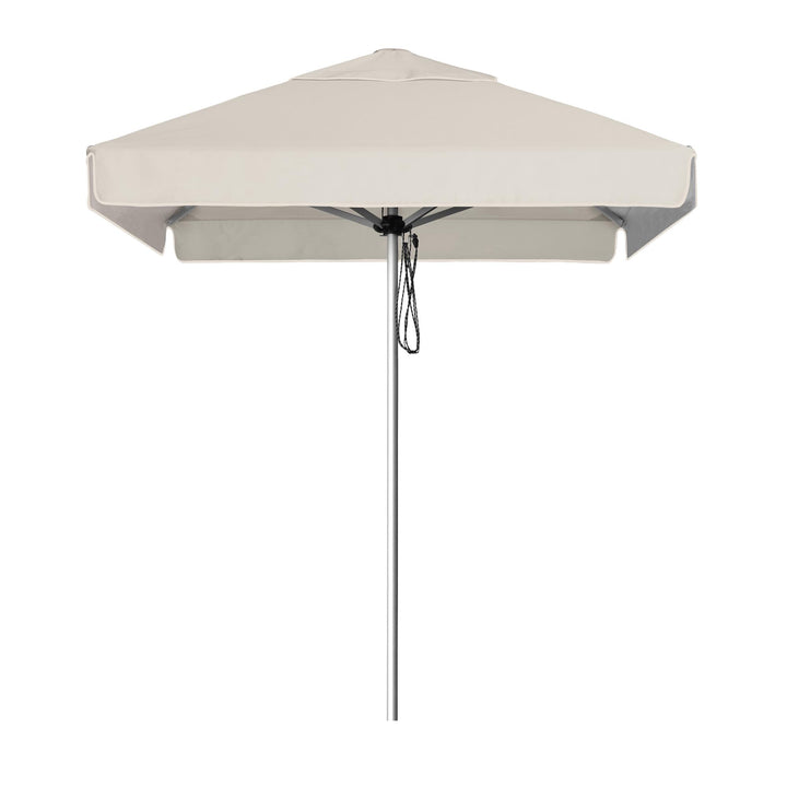 Go Large Umbrella by Basil Bangs, an engineer-certified, wind-rated patio umbrella with a reinforced aluminium frame for residential and commercial use.