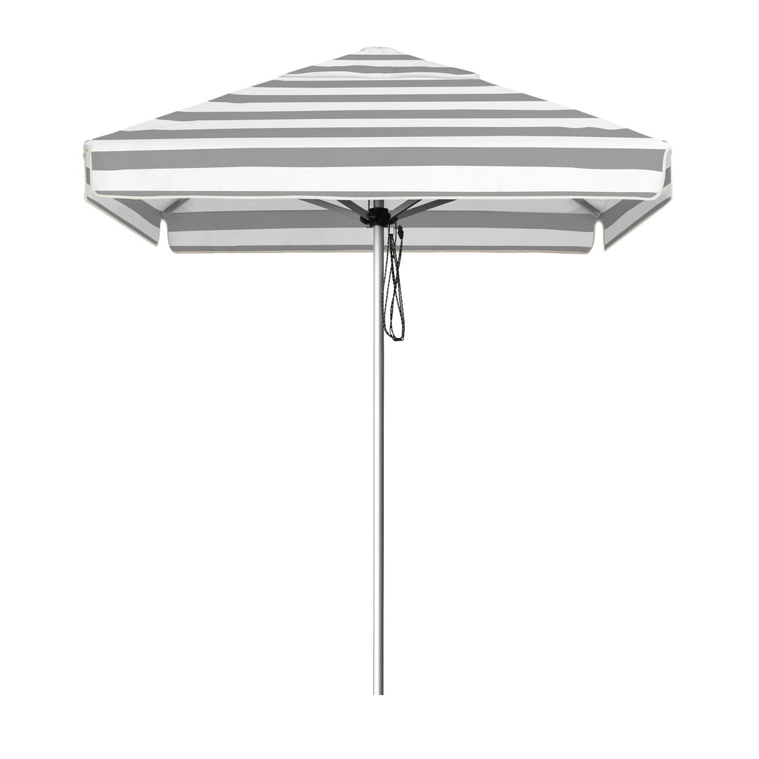 Go Large Umbrella by Basil Bangs, an engineer-certified, wind-rated patio umbrella with a reinforced aluminium frame for residential and commercial use.